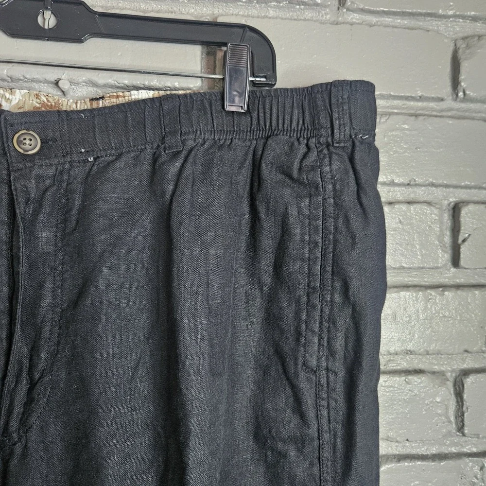 28 Palms Mens Black Linen Pants XL 39x30 Elastic Waist Drawstring‎ Beach Resort